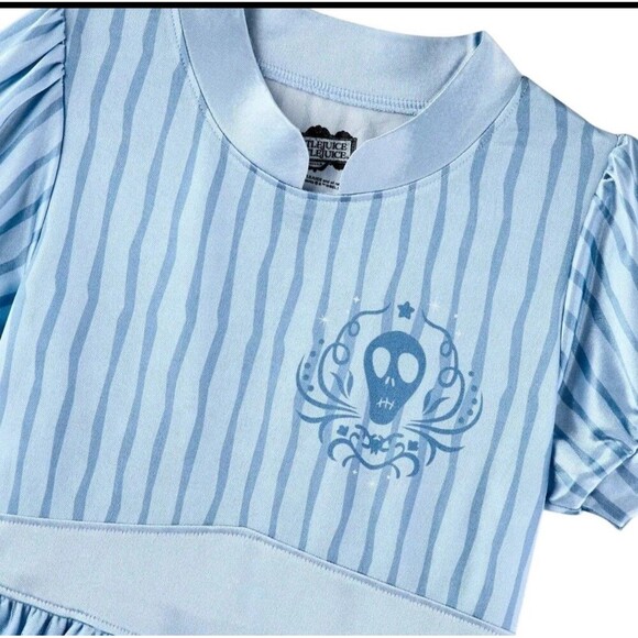 Beetlejuice Girls' Size Small 6/6x Light Blue Full Length Flare Skirt Nightgown - Picture 3 of 3